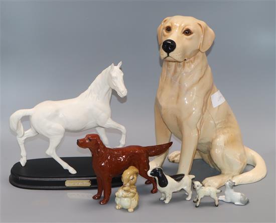 A Royal Doulton Spirit of the Wind figure and Beswick animals